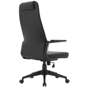 Nexa High-Back Conference Office Chair in Leather/Polyester Adjustable Height Swivel and Tilt Black Leather Office Chair Leisuremod