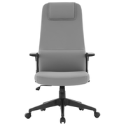 Nexa High-Back Conference Office Chair in Leather/Polyester Adjustable Height Swivel and Tilt Grey Leather Office Chair Leisuremod