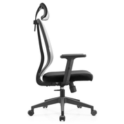 Nift Adjustable Upholstered Office Chair with Foam Filled Seat and Mesh Back and Headrest White Office Chair Leisuremod