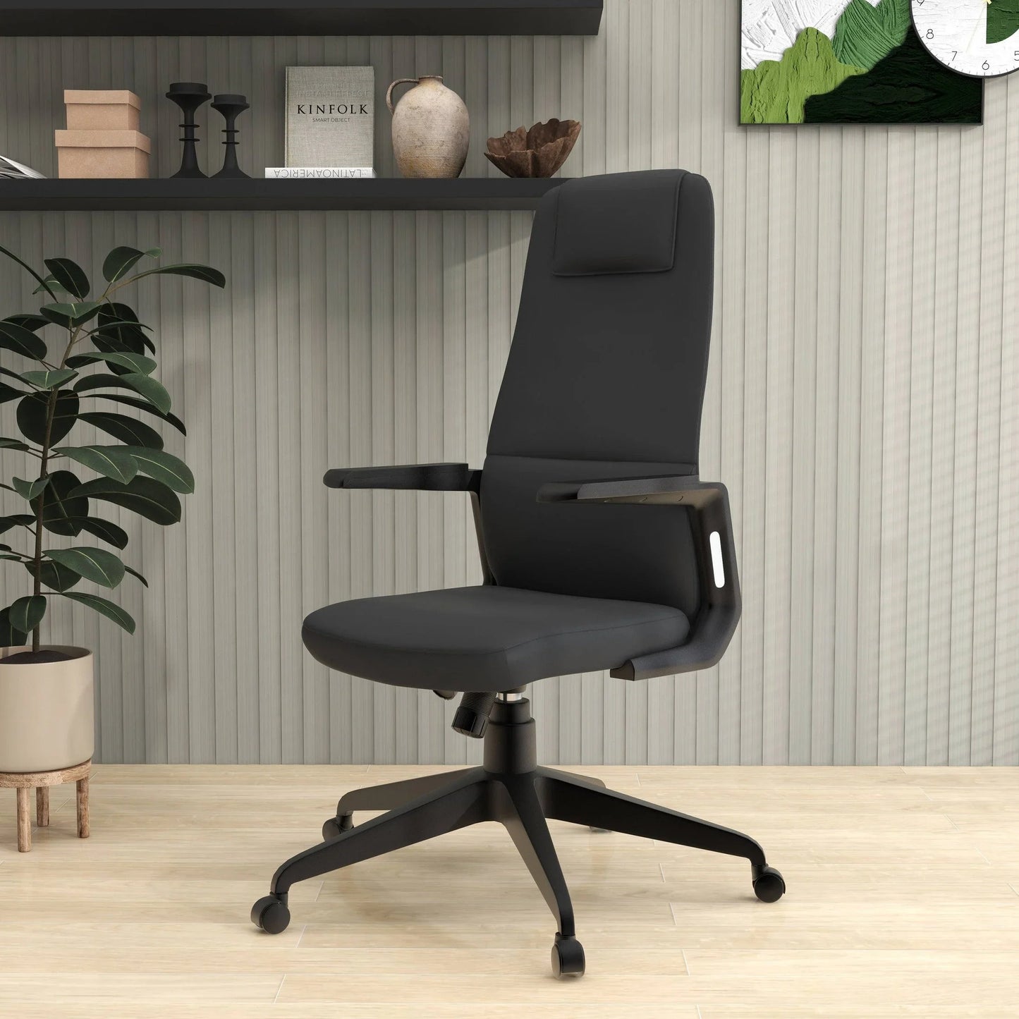Nexa High-Back Conference Office Chair in Leather/Polyester Adjustable Height Swivel and Tilt - Elax Furniture