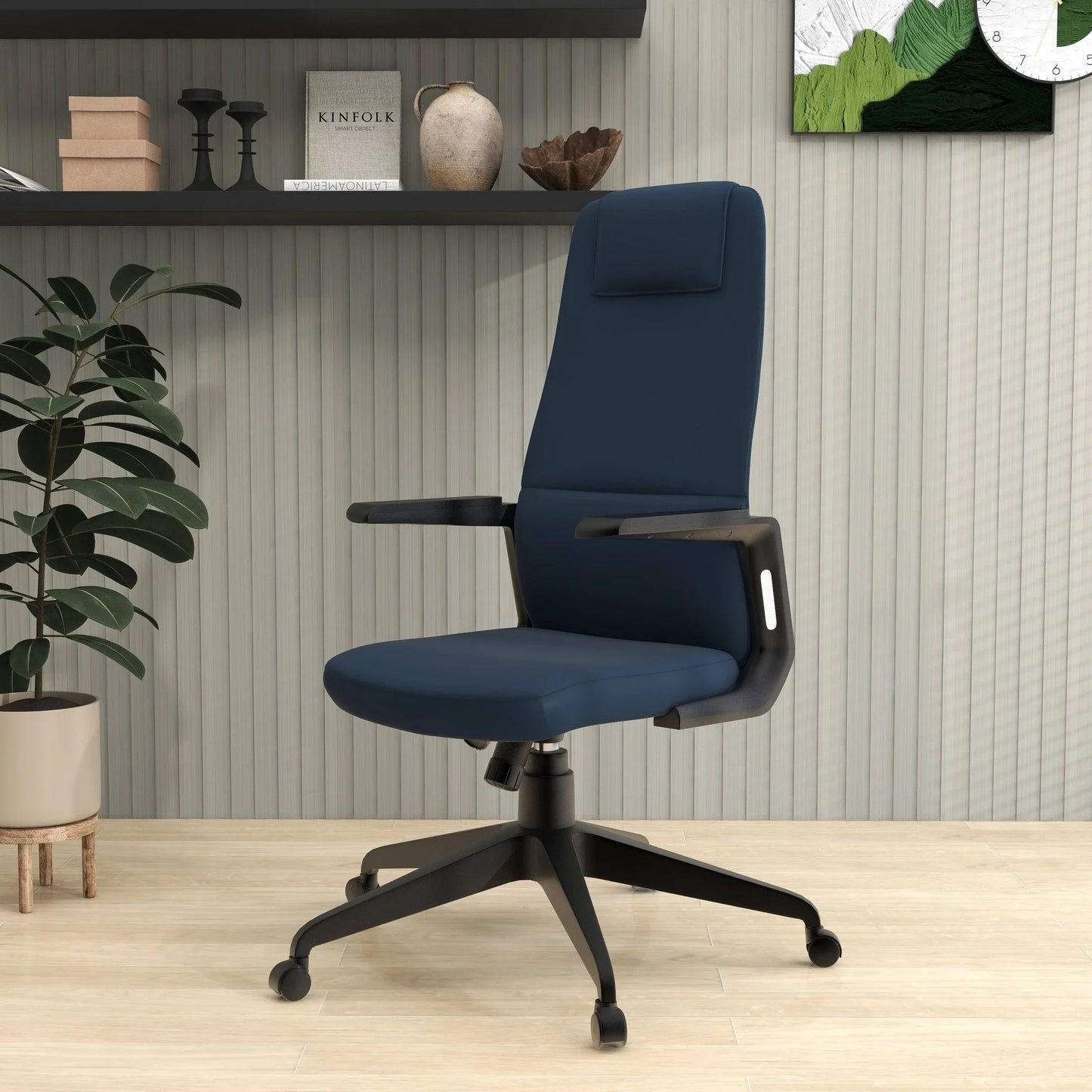 Nexa High-Back Conference Office Chair in Leather/Polyester Adjustable Height Swivel and Tilt - Elax Furniture