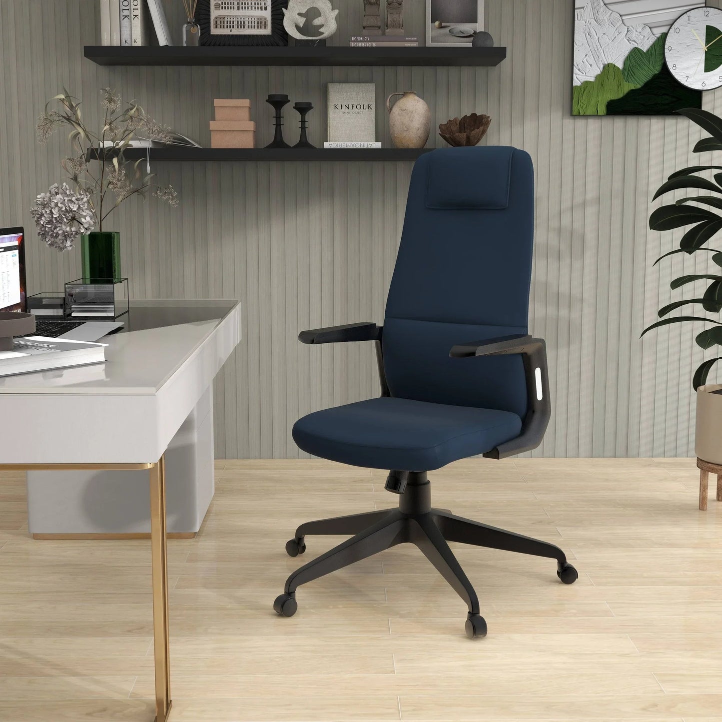 Nexa High-Back Conference Office Chair in Leather/Polyester Adjustable Height Swivel and Tilt - Elax Furniture