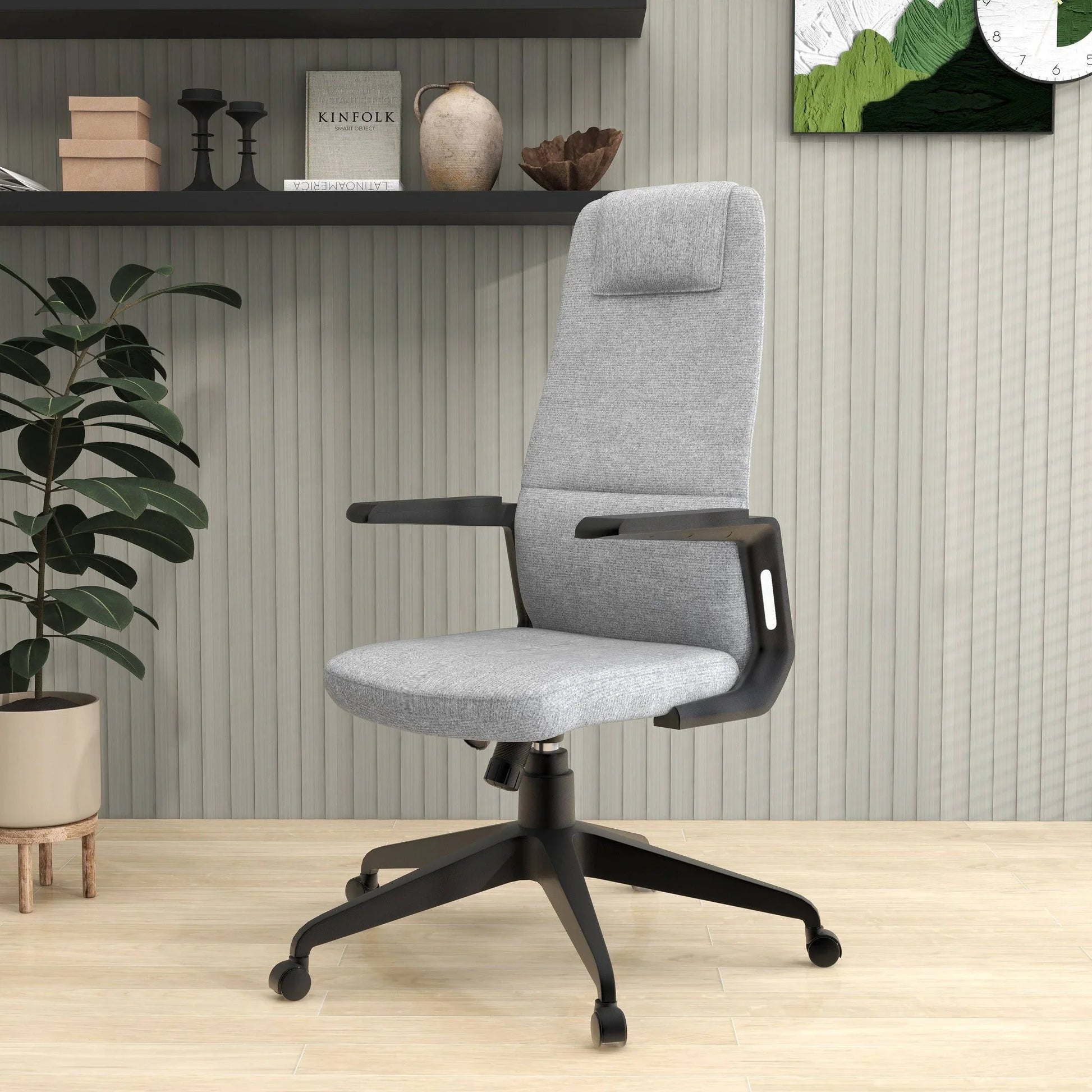 Nexa High-Back Conference Office Chair in Leather/Polyester Adjustable Height Swivel and Tilt - Elax Furniture