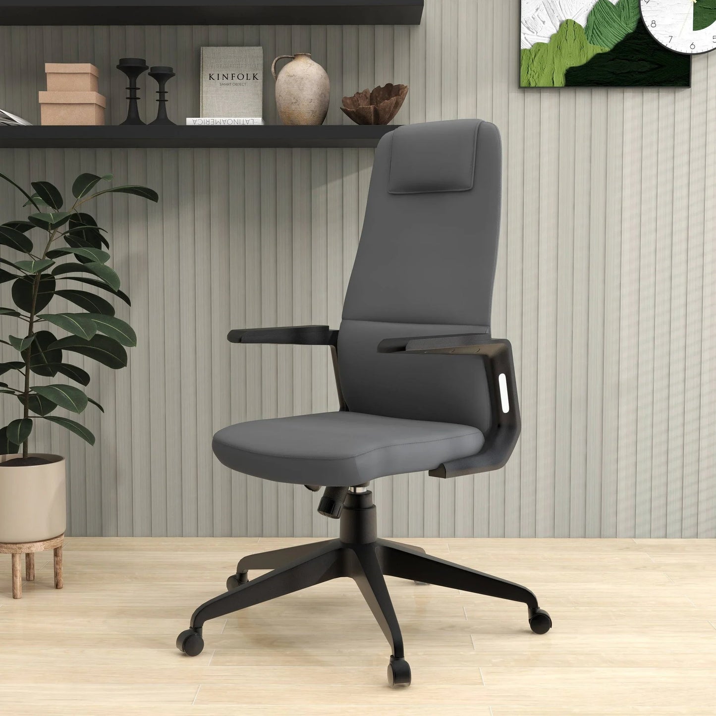 Nexa High-Back Conference Office Chair in Leather/Polyester Adjustable Height Swivel and Tilt - Elax Furniture