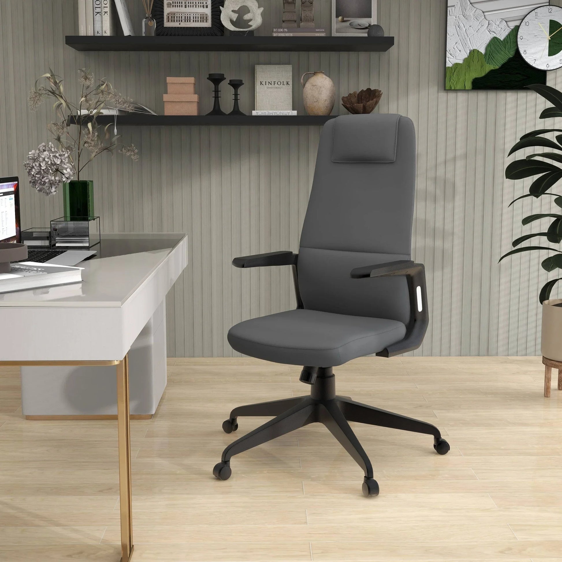 Nexa High-Back Conference Office Chair in Leather/Polyester Adjustable Height Swivel and Tilt - Elax Furniture