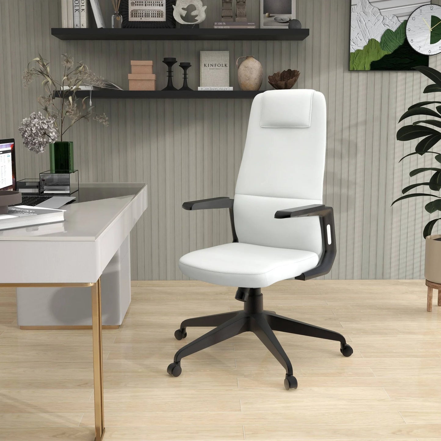 Nexa High-Back Conference Office Chair in Leather/Polyester Adjustable Height Swivel and Tilt - Elax Furniture