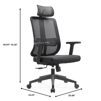 Nift Adjustable Upholstered Office Chair with Foam Filled Seat and Mesh Back and Headrest - Elax Furniture