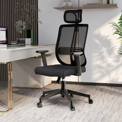 Nift Adjustable Upholstered Office Chair with Foam Filled Seat and Mesh Back and Headrest - Elax Furniture