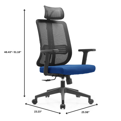 Nift Adjustable Upholstered Office Chair with Foam Filled Seat and Mesh Back and Headrest - Elax Furniture