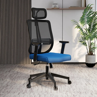 Nift Adjustable Upholstered Office Chair with Foam Filled Seat and Mesh Back and Headrest - Elax Furniture