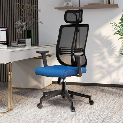 Nift Adjustable Upholstered Office Chair with Foam Filled Seat and Mesh Back and Headrest - Elax Furniture