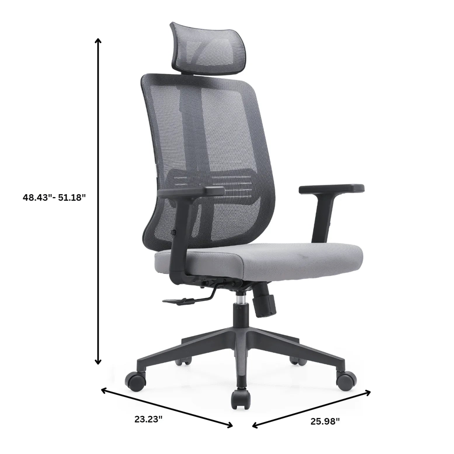 Nift Adjustable Upholstered Office Chair with Foam Filled Seat and Mesh Back and Headrest - Elax Furniture