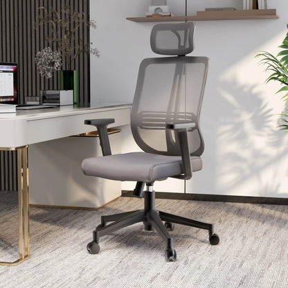 Nift Adjustable Upholstered Office Chair with Foam Filled Seat and Mesh Back and Headrest - Elax Furniture