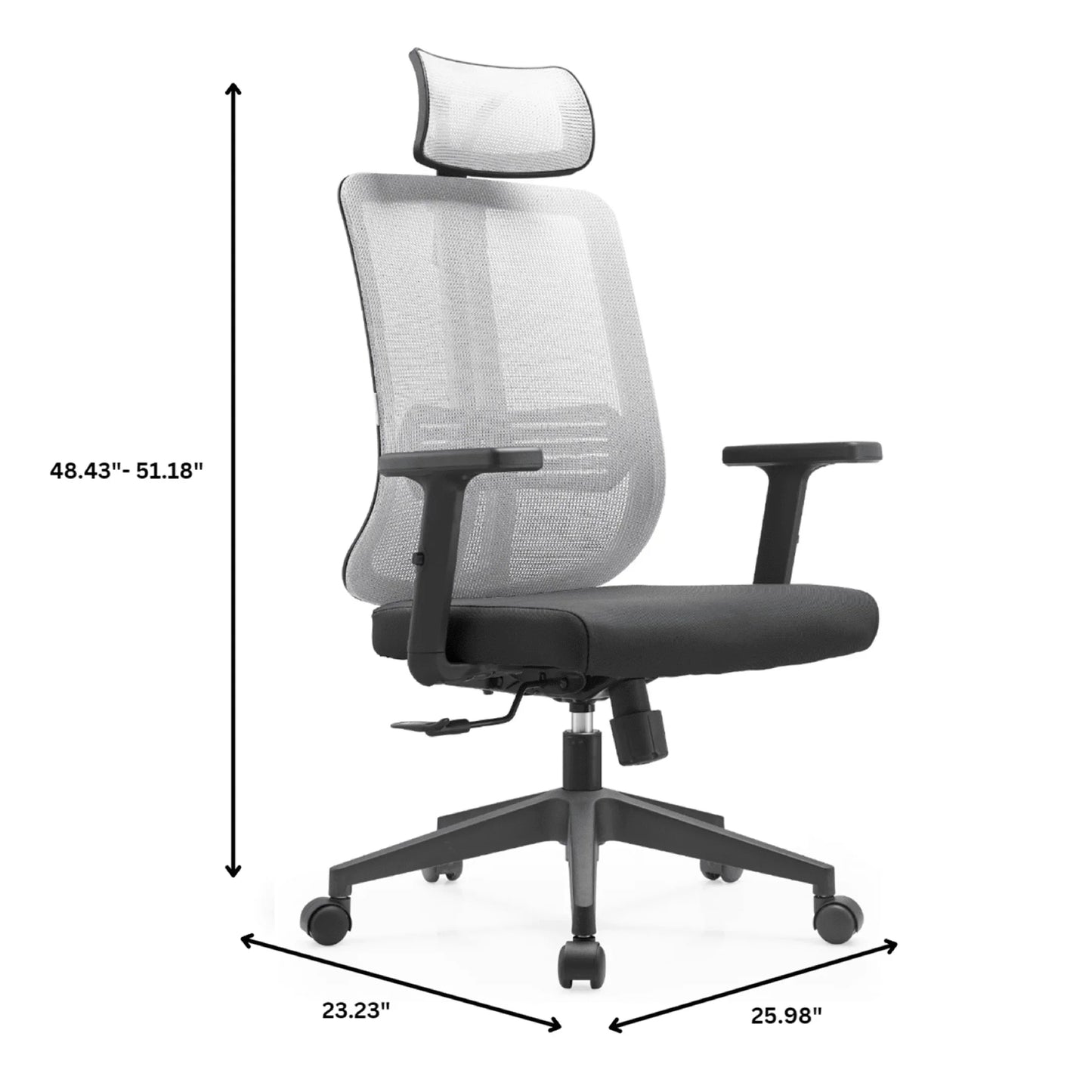 Nift Adjustable Upholstered Office Chair with Foam Filled Seat and Mesh Back and Headrest - Elax Furniture