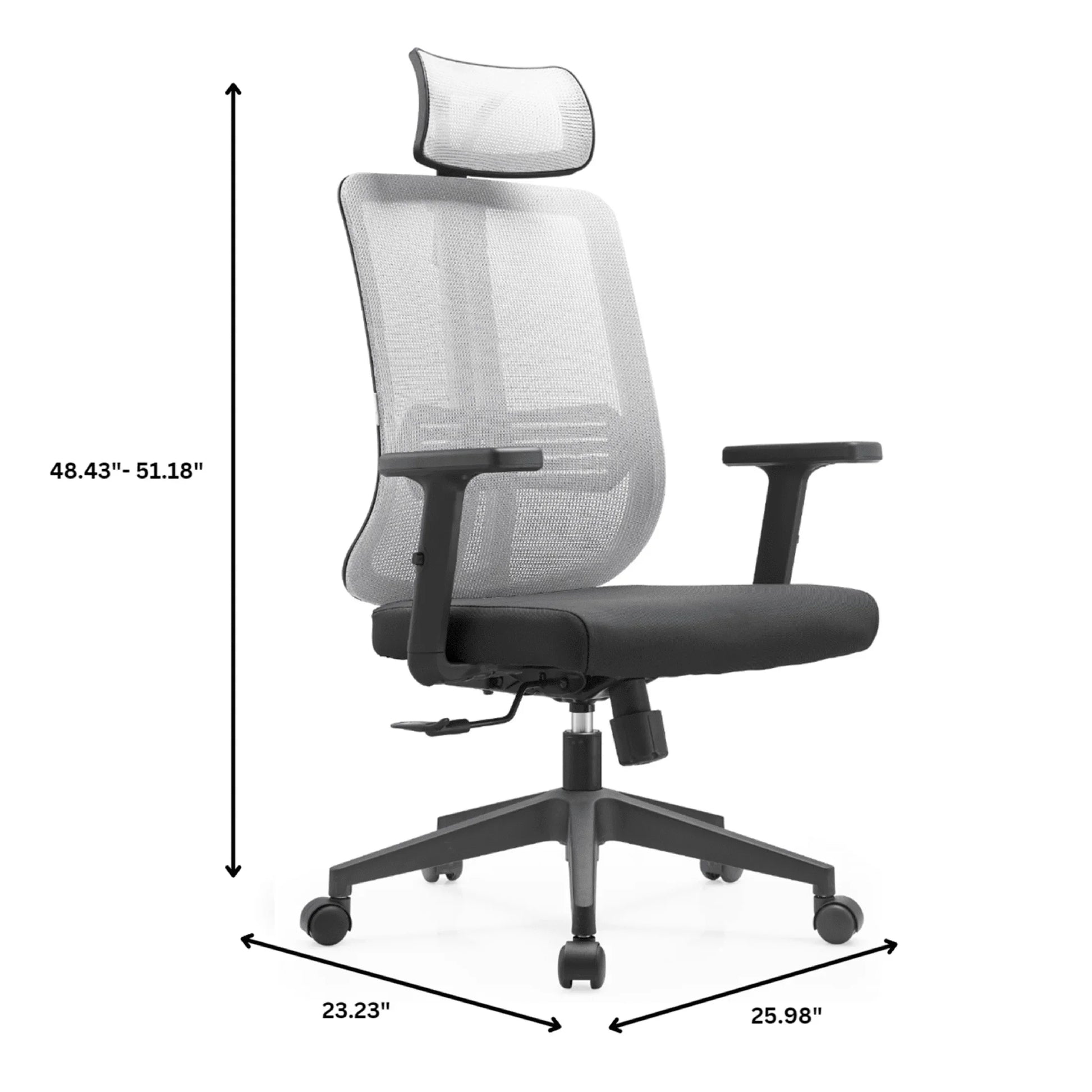 Nift Adjustable Upholstered Office Chair with Foam Filled Seat and Mesh Back and Headrest - Elax Furniture