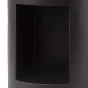 Nook 14" Wide Round Fiberstone Side Table With Open Storage Compartment Black Side Table Leisuremod