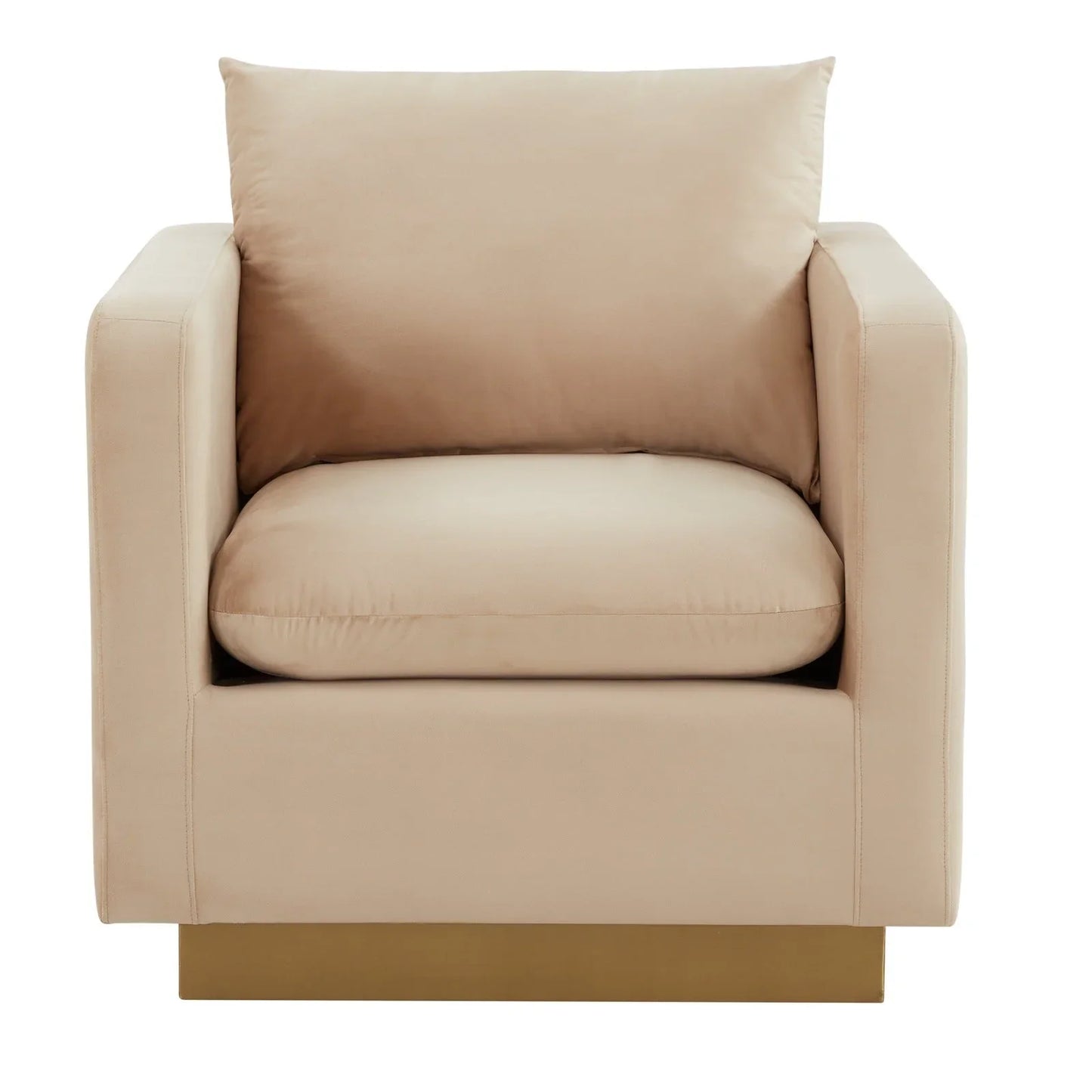 Nervo Modern Mid-Century Upholstered Velvet/Leather Accent Chair with Gold Base - Elax Furniture