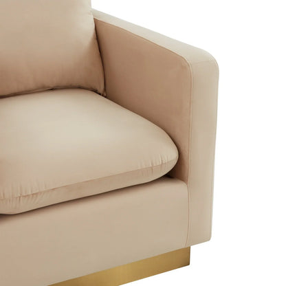 Nervo Modern Mid-Century Upholstered Velvet/Leather Accent Chair with Gold Base - Elax Furniture