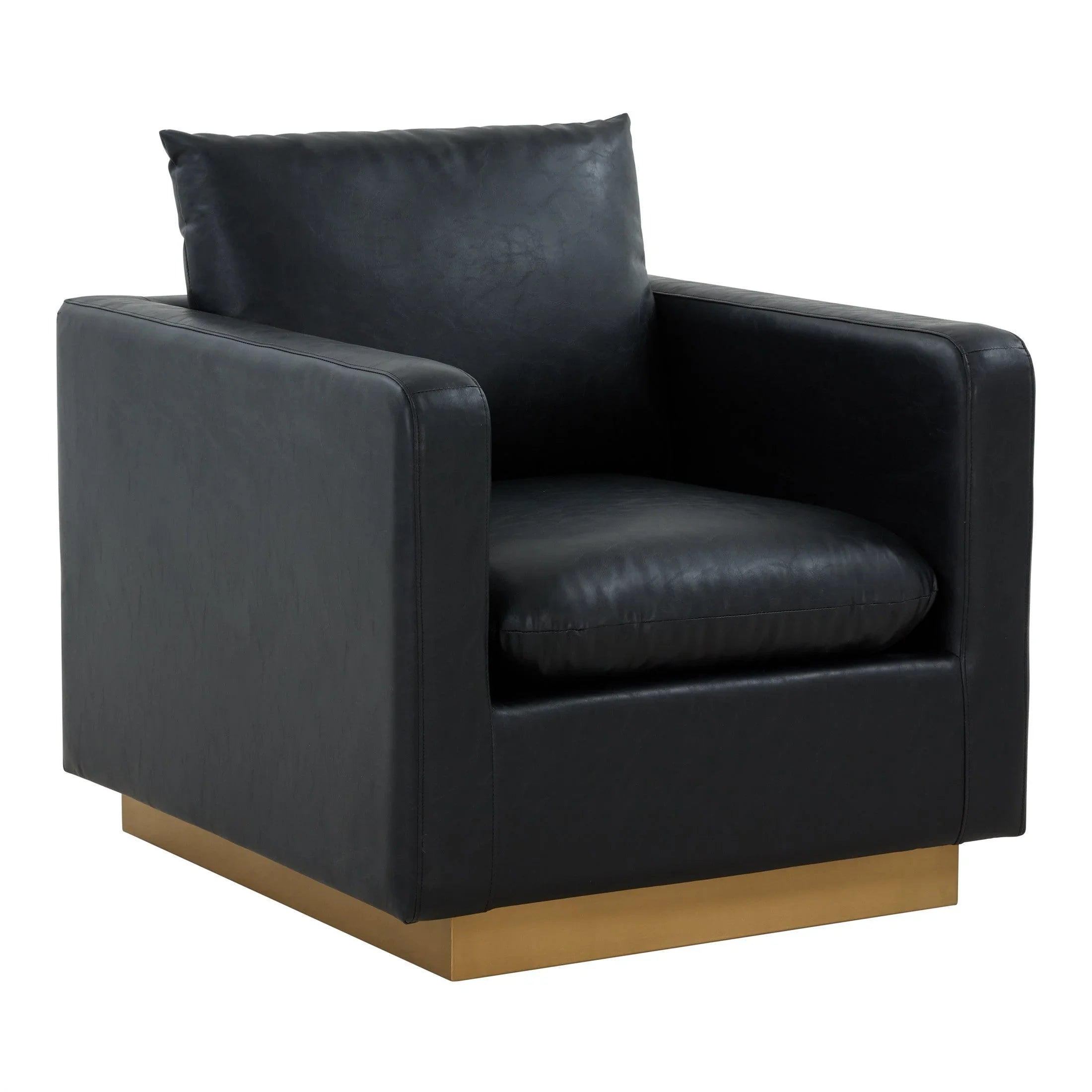 Nervo Modern Mid-Century Upholstered Velvet/Leather Accent Chair with Gold Base - Elax Furniture