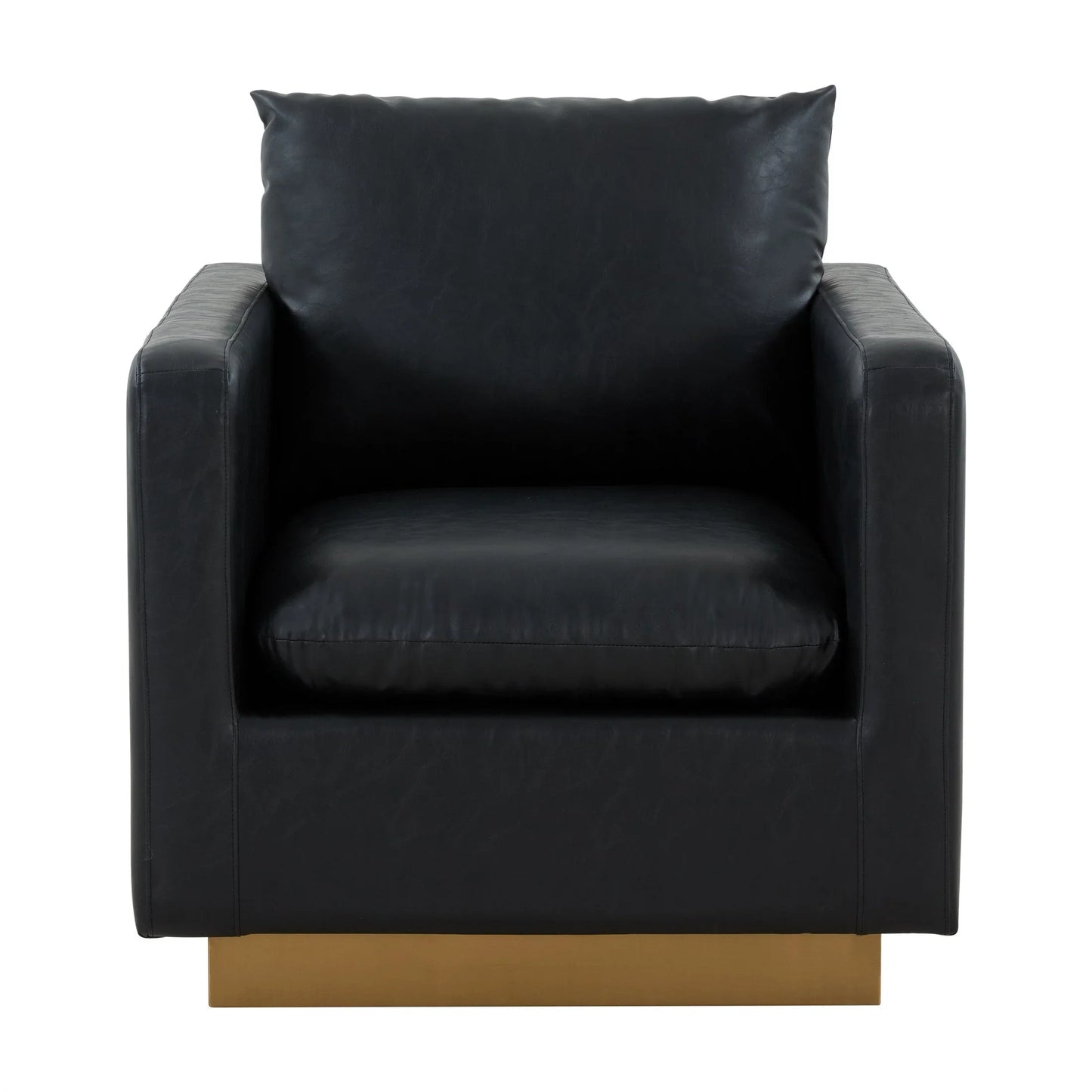 Nervo Modern Mid-Century Upholstered Velvet/Leather Accent Chair with Gold Base - Elax Furniture