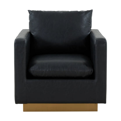 Nervo Modern Mid-Century Upholstered Velvet/Leather Accent Chair with Gold Base - Elax Furniture
