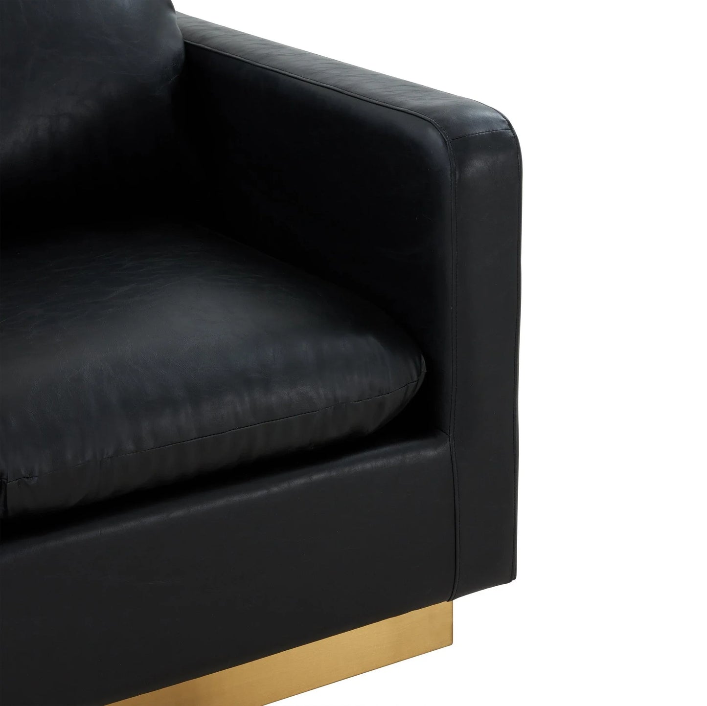 Nervo Modern Mid-Century Upholstered Velvet/Leather Accent Chair with Gold Base - Elax Furniture