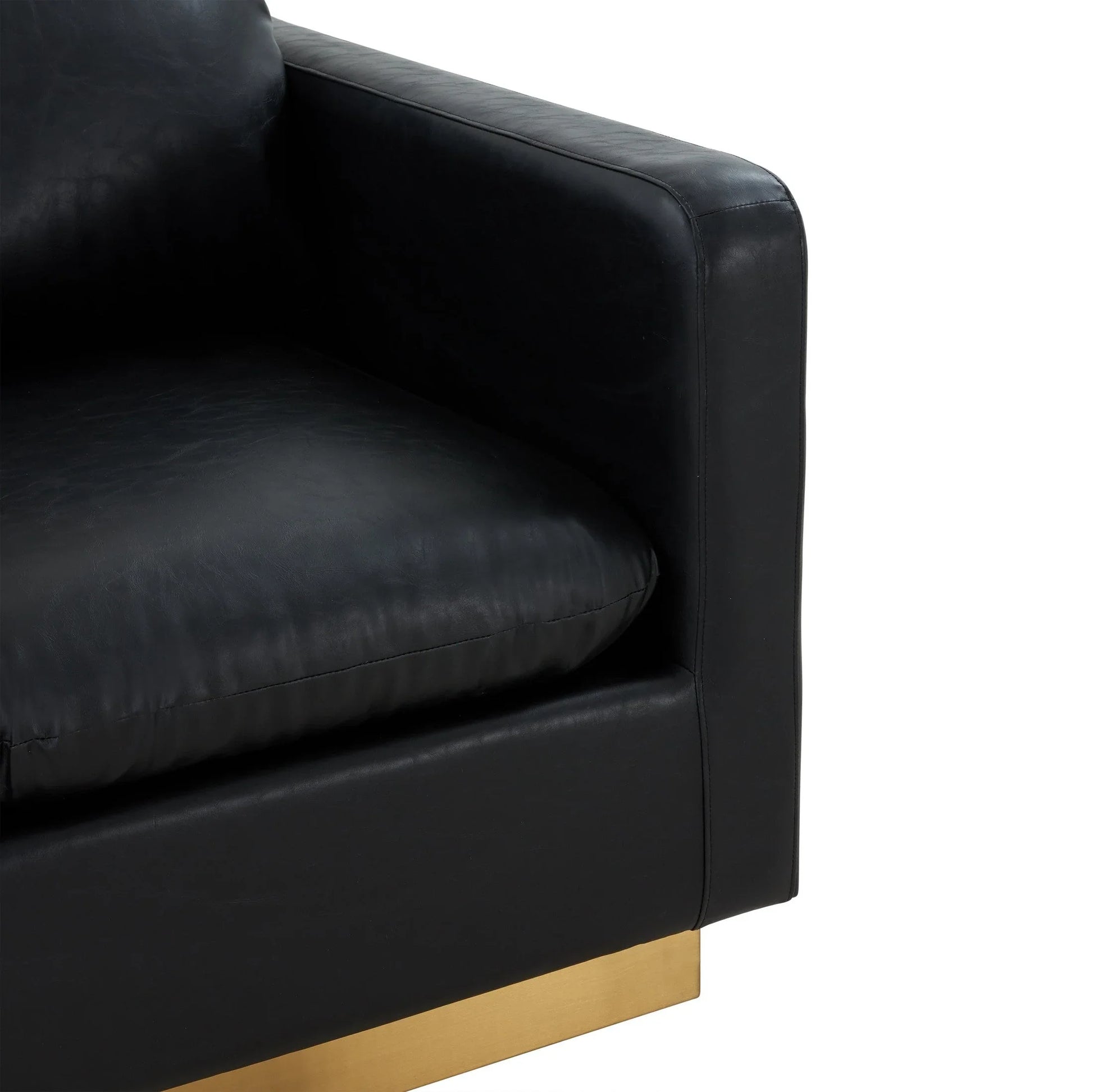 Nervo Modern Mid-Century Upholstered Velvet/Leather Accent Chair with Gold Base - Elax Furniture