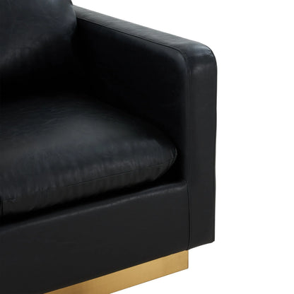 Nervo Modern Mid-Century Upholstered Velvet/Leather Accent Chair with Gold Base - Elax Furniture