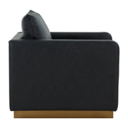 Nervo Modern Mid-Century Upholstered Velvet/Leather Accent Chair with Gold Base - Elax Furniture