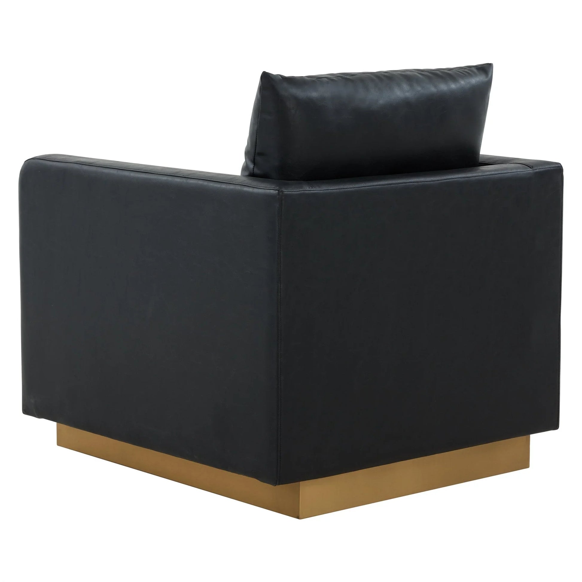 Nervo Modern Mid-Century Upholstered Velvet/Leather Accent Chair with Gold Base - Elax Furniture