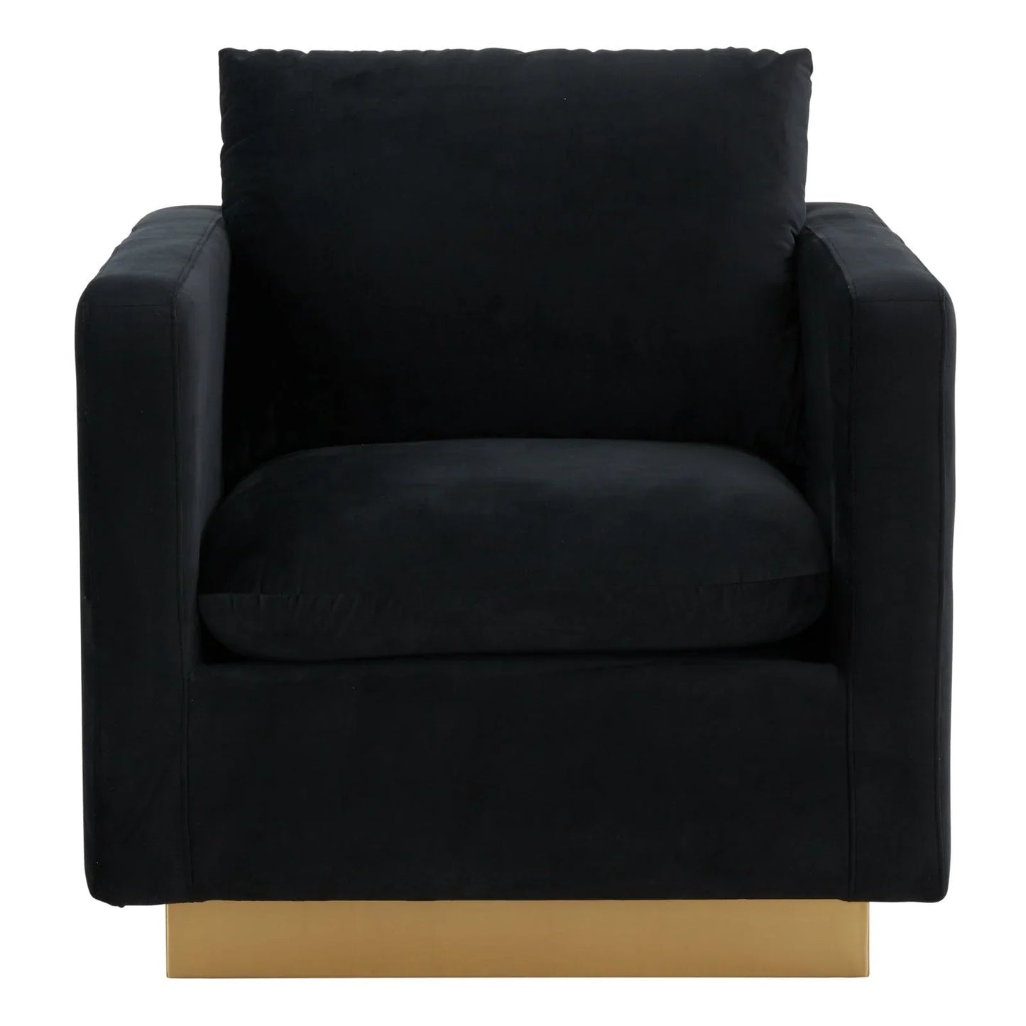 Nervo Modern Mid-Century Upholstered Velvet/Leather Accent Chair with Gold Base - Elax Furniture