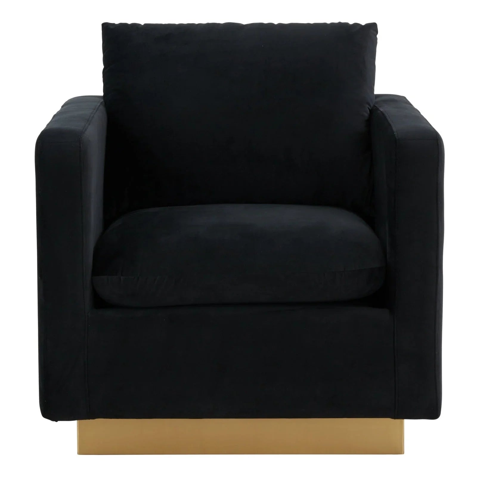 Nervo Modern Mid-Century Upholstered Velvet/Leather Accent Chair with Gold Base - Elax Furniture