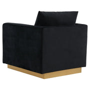 Nervo Modern Mid-Century Upholstered Velvet/Leather Accent Chair with Gold Base - Elax Furniture