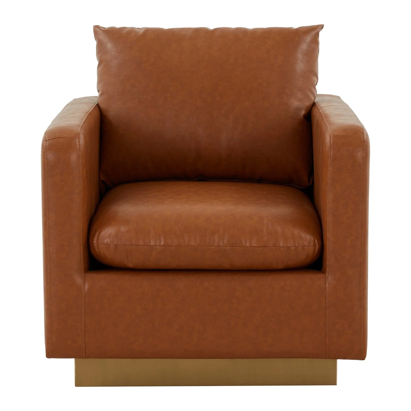 Nervo Modern Mid-Century Upholstered Velvet/Leather Accent Chair with Gold Base - Elax Furniture
