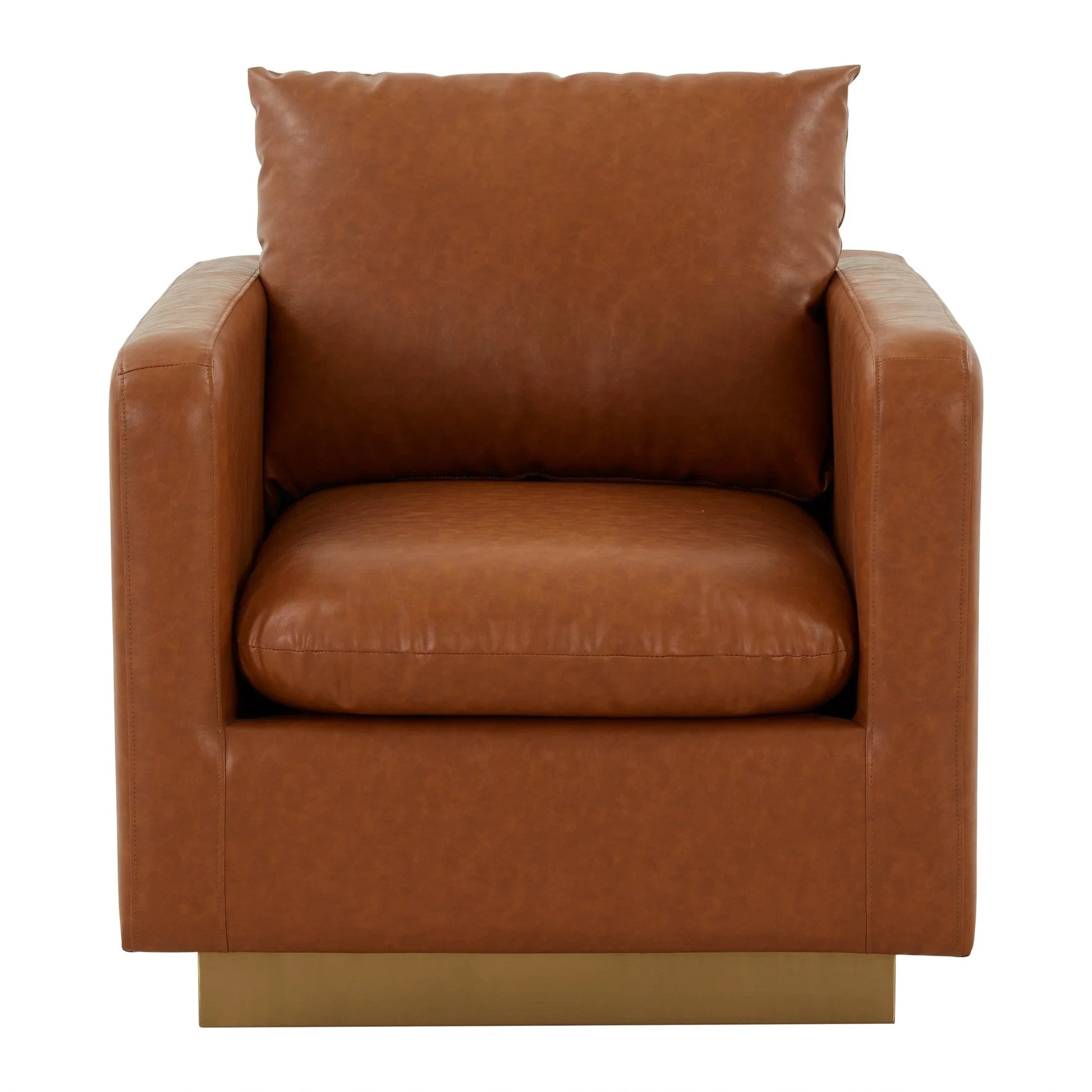 Nervo Modern Mid-Century Upholstered Velvet/Leather Accent Chair with Gold Base - Elax Furniture