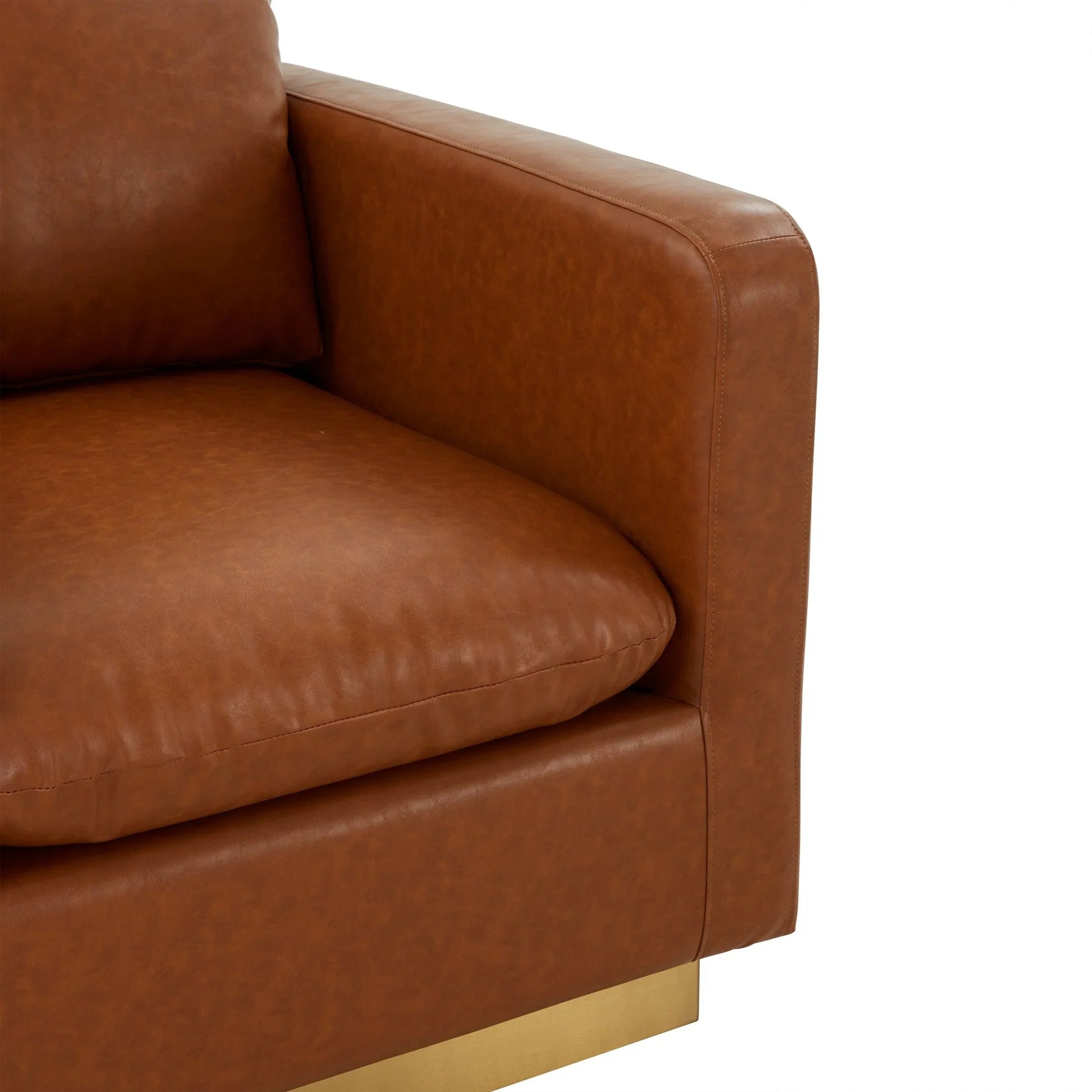 Nervo Modern Mid-Century Upholstered Velvet/Leather Accent Chair with Gold Base - Elax Furniture