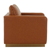 Nervo Modern Mid-Century Upholstered Velvet/Leather Accent Chair with Gold Base - Elax Furniture