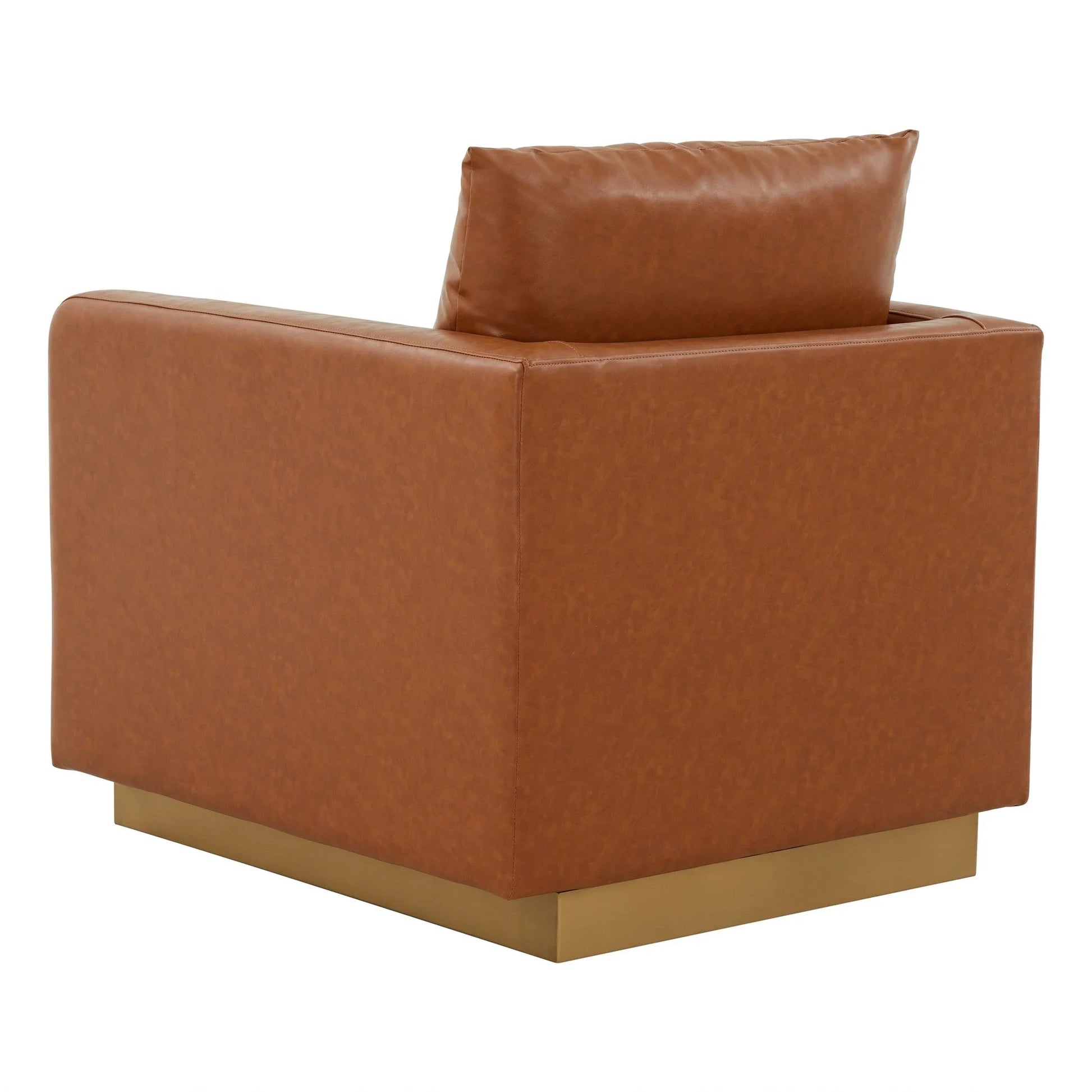 Nervo Modern Mid-Century Upholstered Velvet/Leather Accent Chair with Gold Base - Elax Furniture