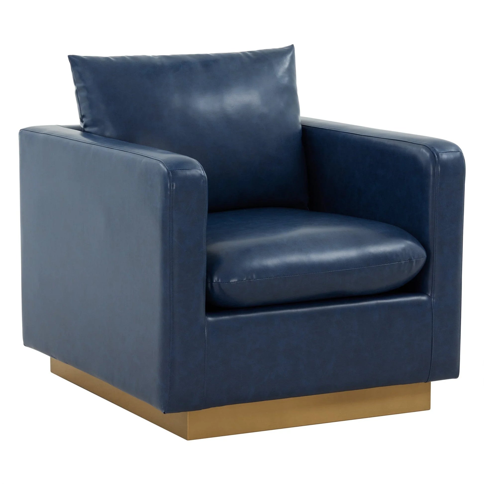 Nervo Modern Mid-Century Upholstered Velvet/Leather Accent Chair with Gold Base - Elax Furniture