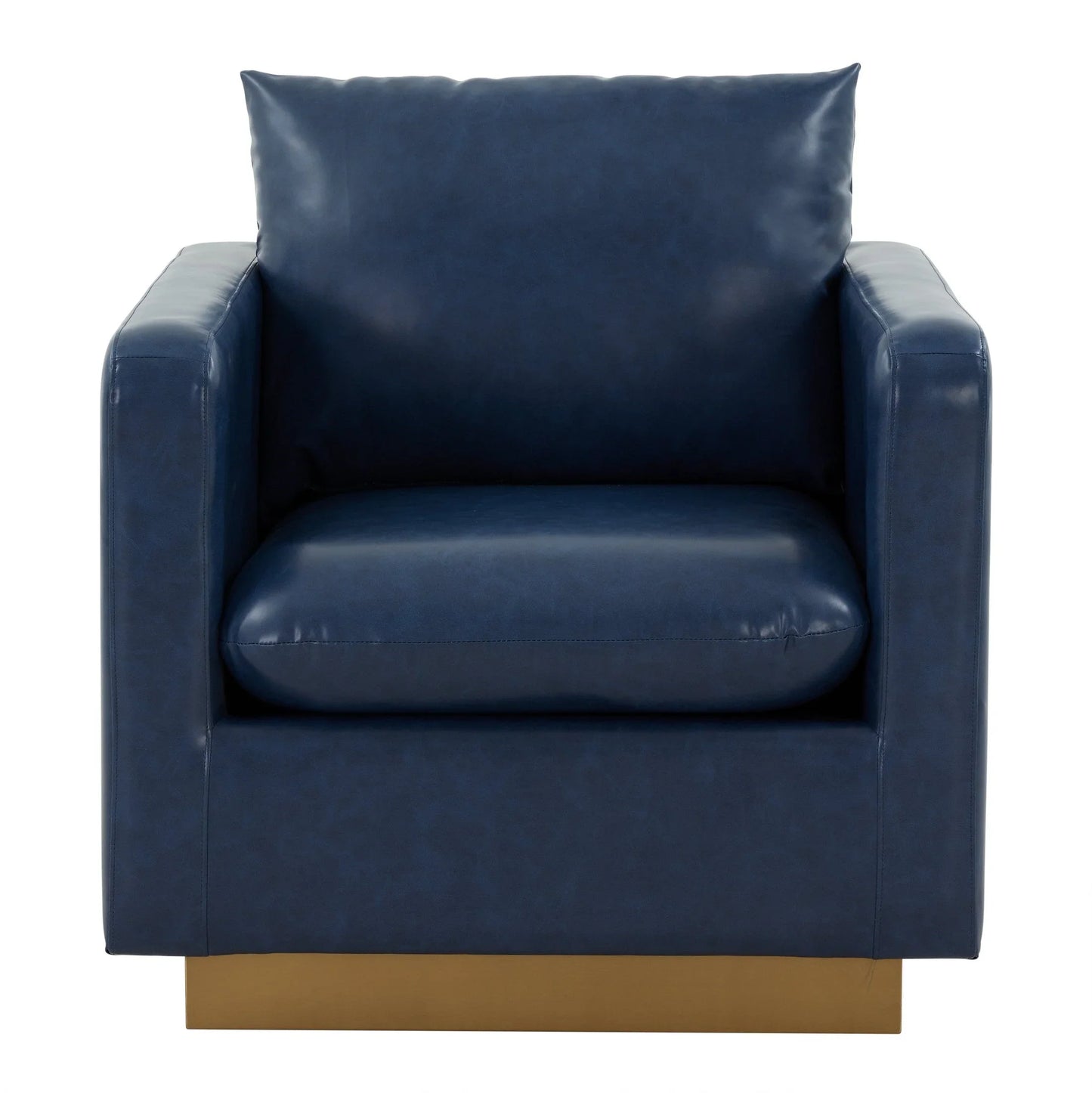 Nervo Modern Mid-Century Upholstered Velvet/Leather Accent Chair with Gold Base - Elax Furniture