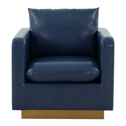 Nervo Modern Mid-Century Upholstered Velvet/Leather Accent Chair with Gold Base - Elax Furniture