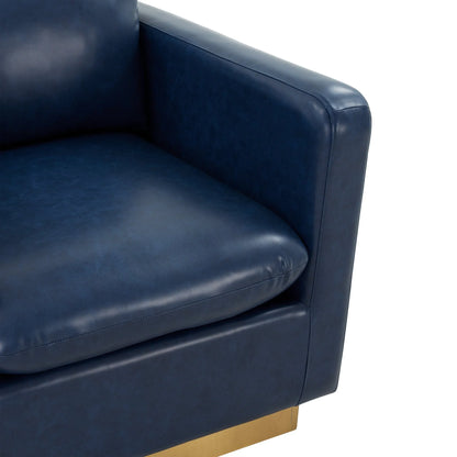 Nervo Modern Mid-Century Upholstered Velvet/Leather Accent Chair with Gold Base - Elax Furniture