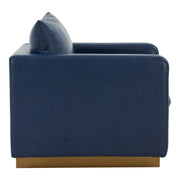 Nervo Modern Mid-Century Upholstered Velvet/Leather Accent Chair with Gold Base - Elax Furniture