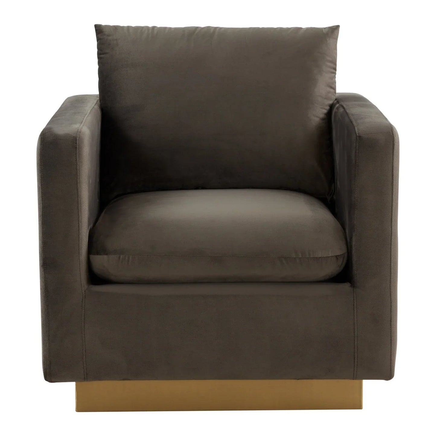 Nervo Modern Mid-Century Upholstered Velvet/Leather Accent Chair with Gold Base - Elax Furniture