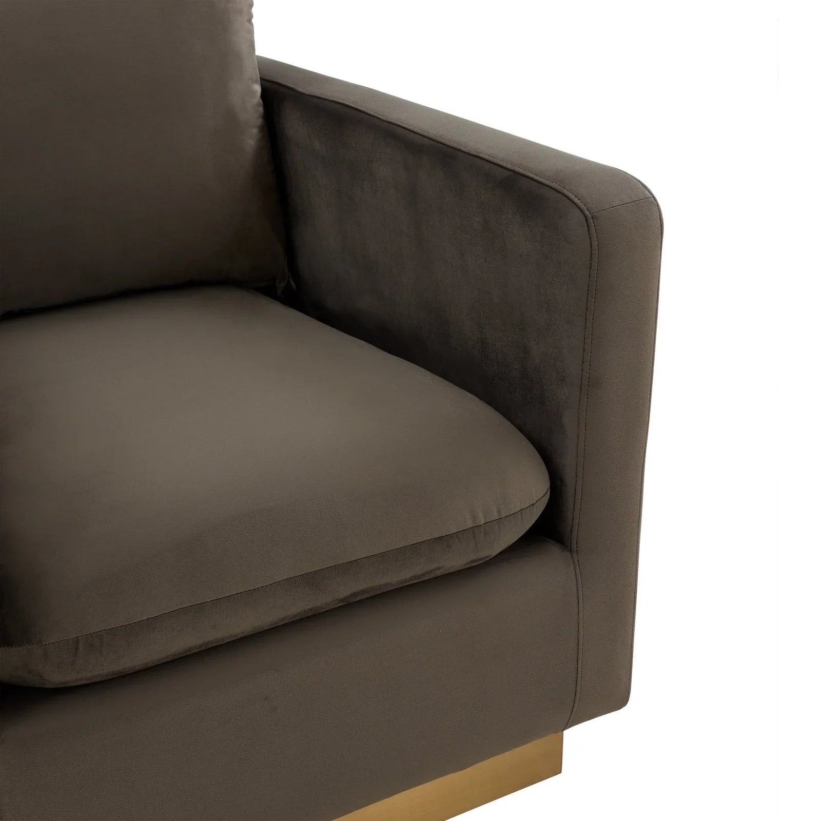 Nervo Modern Mid-Century Upholstered Velvet/Leather Accent Chair with Gold Base - Elax Furniture