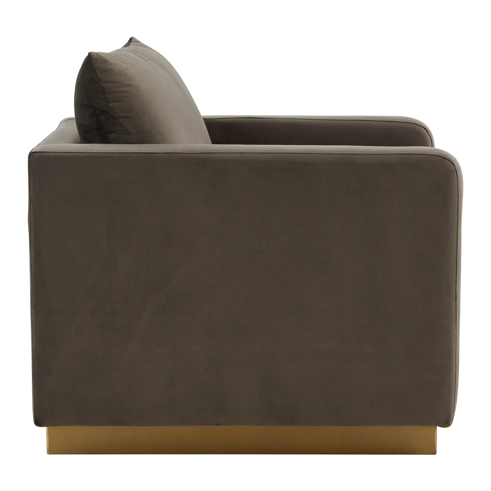 Nervo Modern Mid-Century Upholstered Velvet/Leather Accent Chair with Gold Base - Elax Furniture
