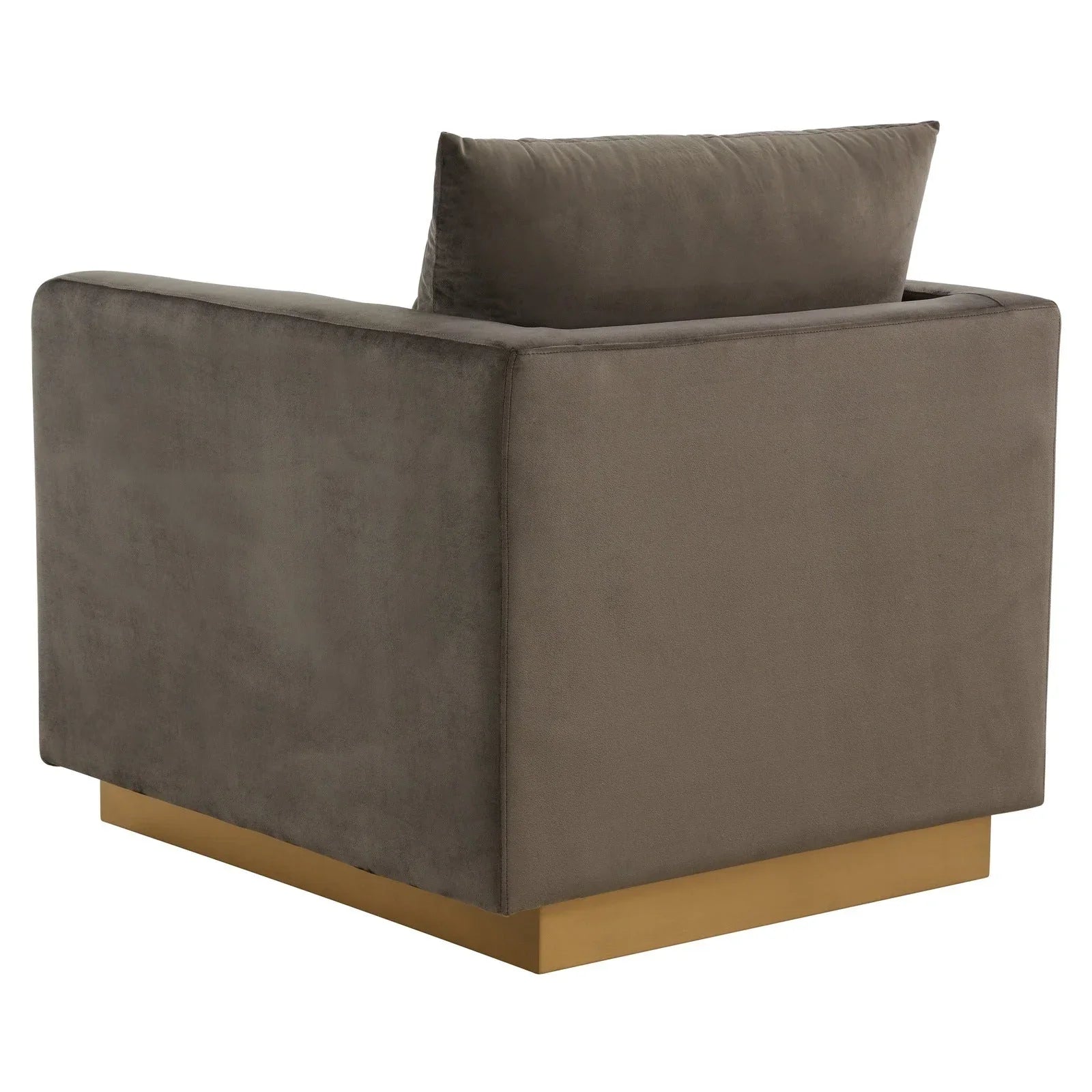 Nervo Modern Mid-Century Upholstered Velvet/Leather Accent Chair with Gold Base - Elax Furniture