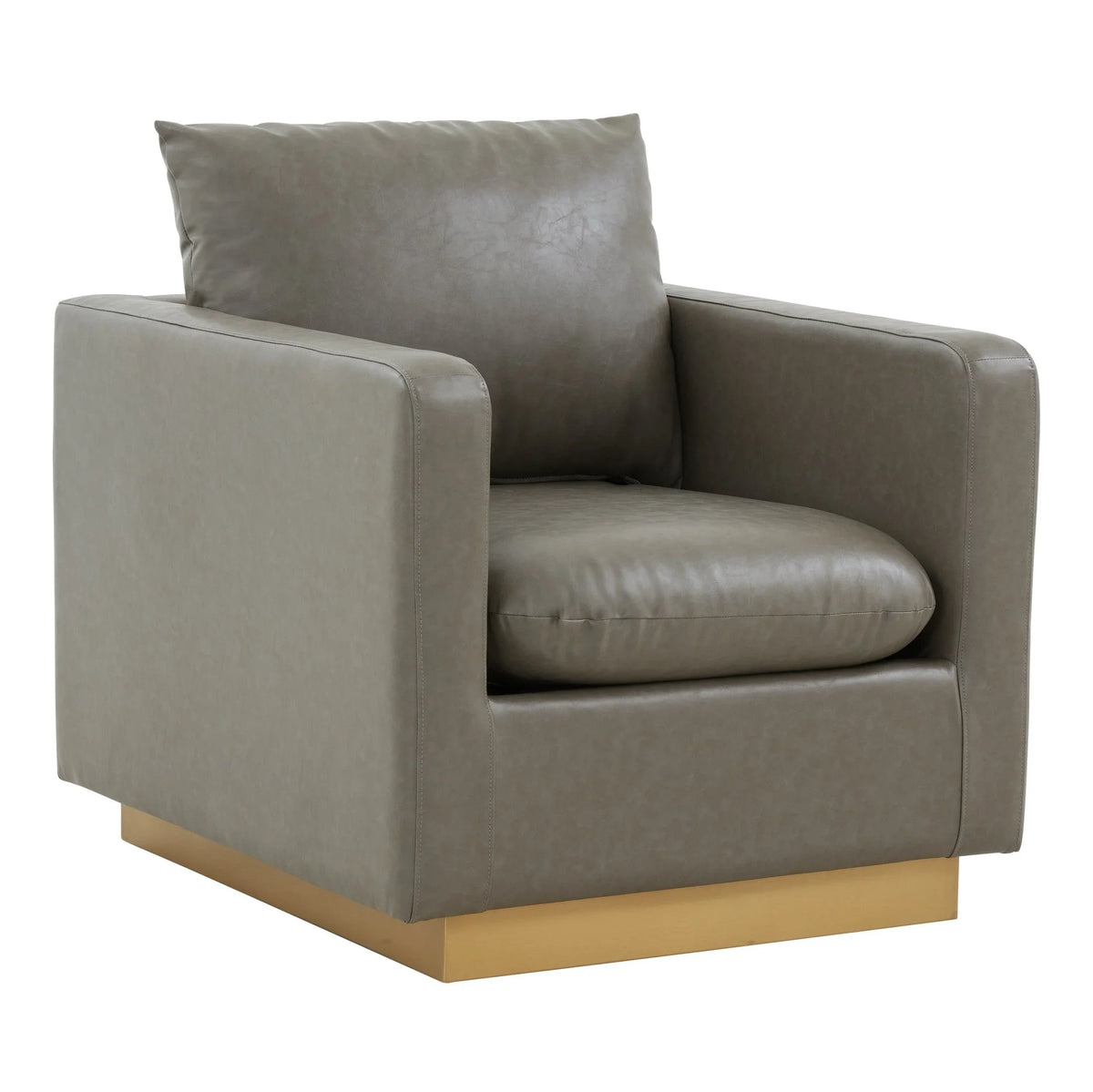 Nervo Modern Mid-Century Upholstered Velvet/Leather Accent Chair with Gold Base - Elax Furniture