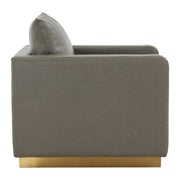 Nervo Modern Mid-Century Upholstered Velvet/Leather Accent Chair with Gold Base - Elax Furniture