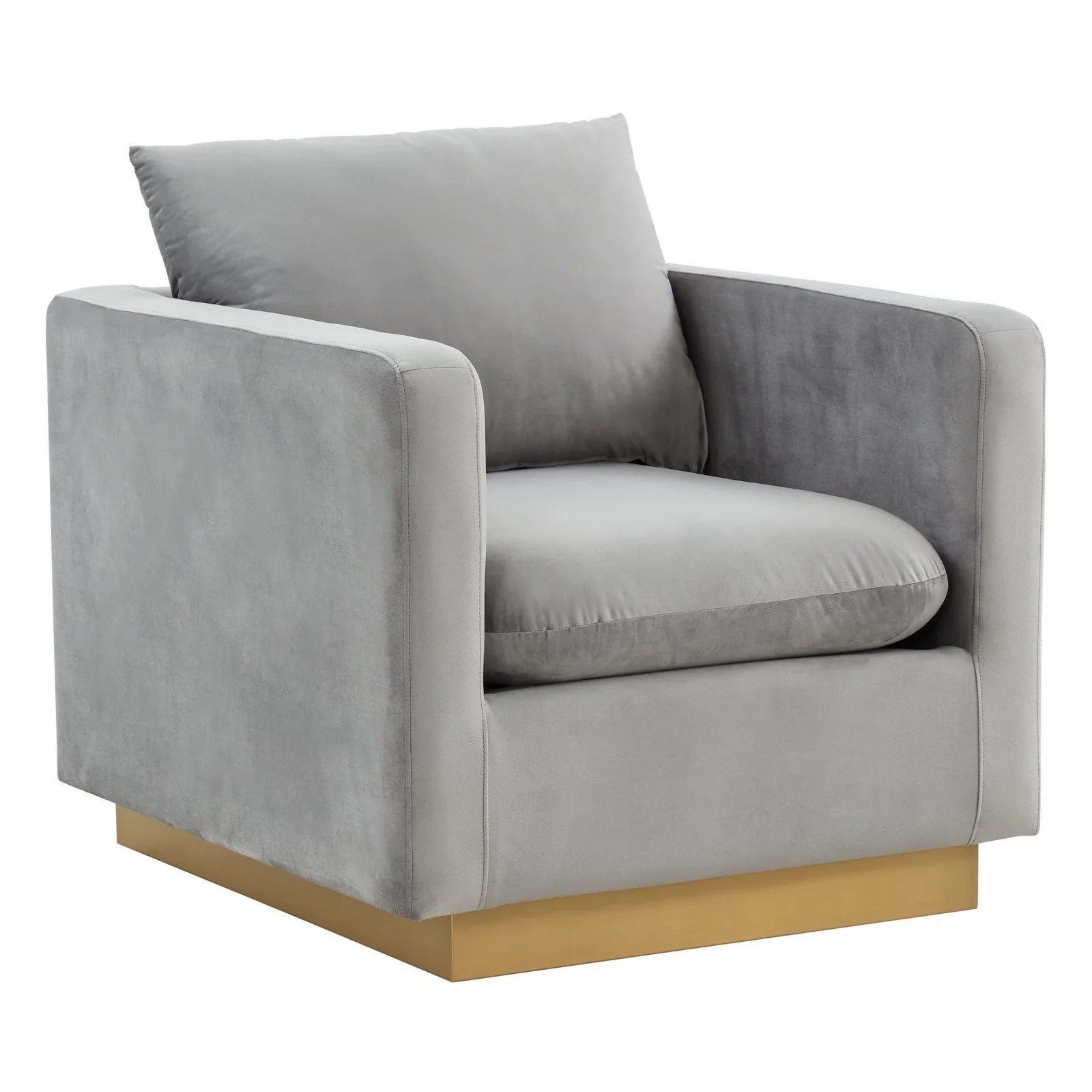 Nervo Modern Mid-Century Upholstered Velvet/Leather Accent Chair with Gold Base - Elax Furniture